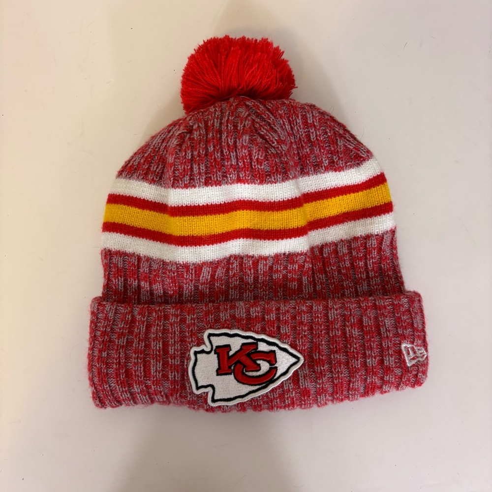 Kansas‎ City Chiefs Kids Red and Yellow Knit Beanie Winter Hat